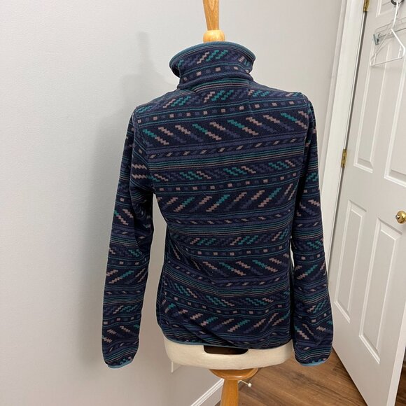EUC Patagonia Micro D Snap-T Pullover  Blue Pattern Sz S - Picture 6 of 9